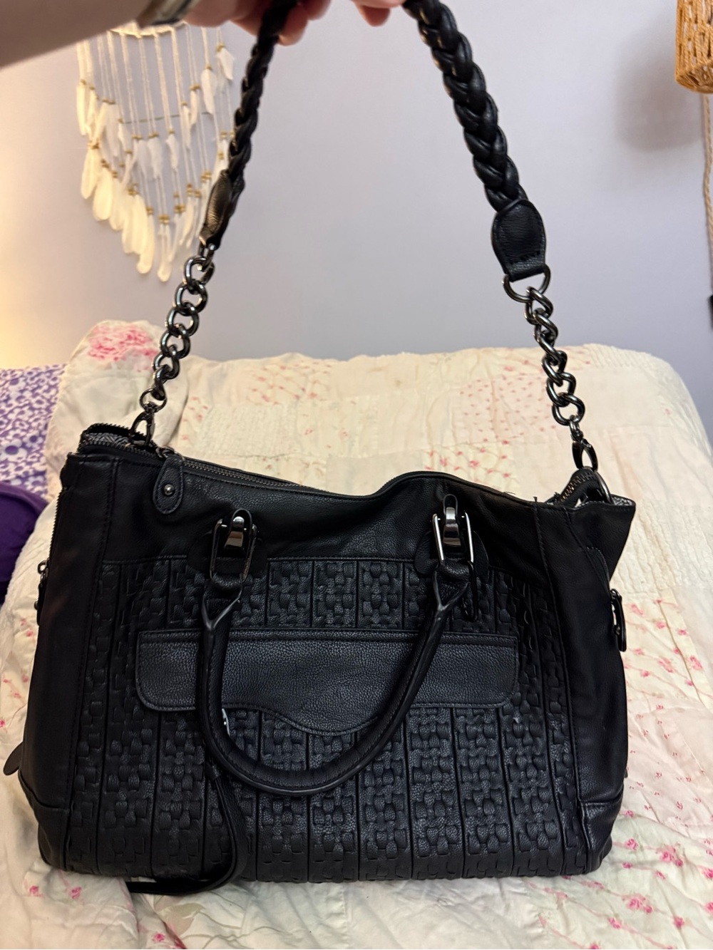 Steve Madden Black Convertible Satchel/Tote - Picture 8 of 10